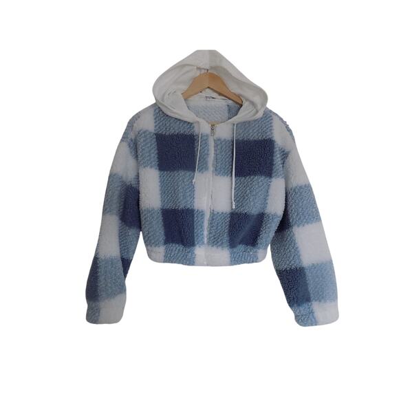 Miss Selfie Jackets & Blazers - Miss Selfie fuzzy fleece jacket coat lightweight hooded zip front size Medium